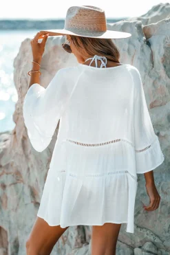 Abgestuftes Cover-Up-Hemdkleid mit Leiterausschnitt