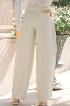 Beige Hosen mit Barrel-Bein