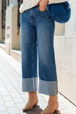 Blaue Straight Leg Jeans mit Taschen