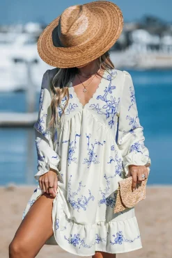 Boho Gerafftes Minikleid