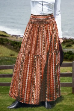 Boho-Maxirock mit gesmokter Taille