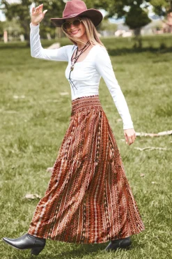 Boho-Maxirock mit gesmokter Taille