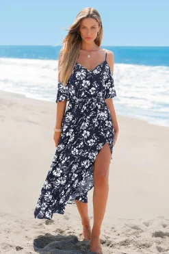Florales Ärmelloses Maxikleid mit Taillenband