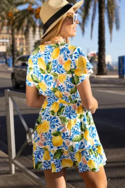 Geblümtes Mini-Wickelkleid