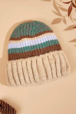 Gestreifte Strickmütze