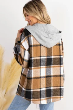 Karierte Jacke mit Kordelzug und Knopfleiste