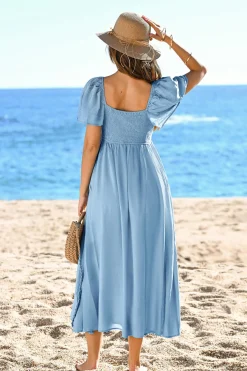 Maxikleid mit Bindeband und herzförmigem Ausschnitt