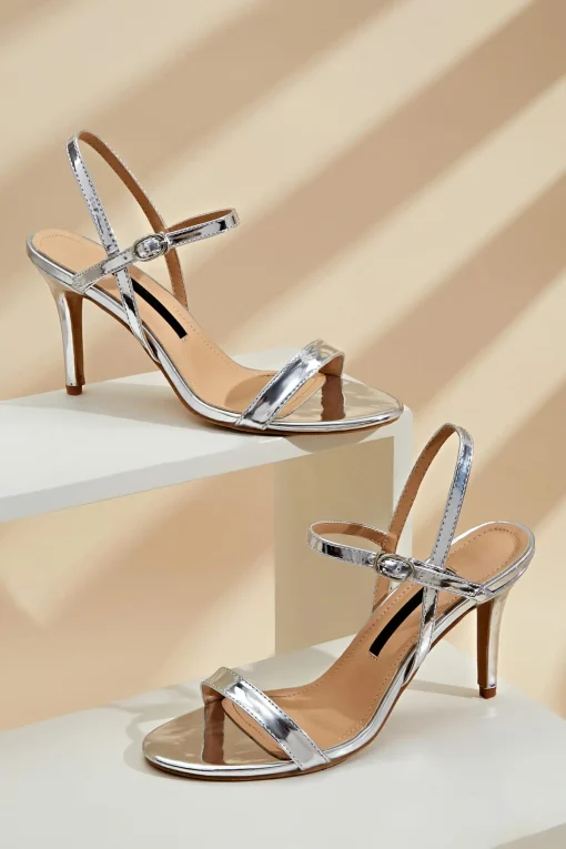 Metallischer Silber Stiletto mit offener Spitze