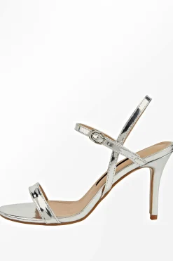 Metallischer Silber Stiletto mit offener Spitze