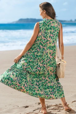 Ärmelloses V-Ausschnitt Midikleid