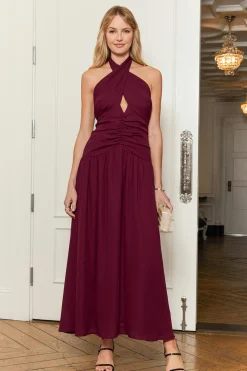 Rotes Ärmelloses Neckholder-Maxikleid