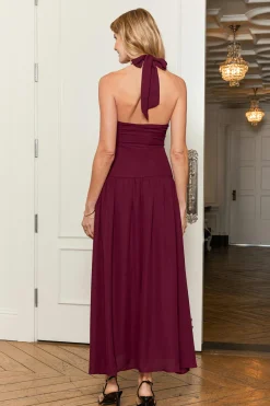 Rotes Ärmelloses Neckholder-Maxikleid