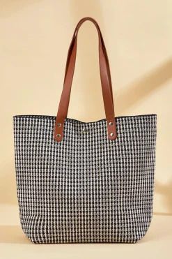 Schwarz-weiße Hahnentritt-Tasche