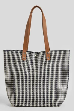 Schwarz-weiße Hahnentritt-Tasche