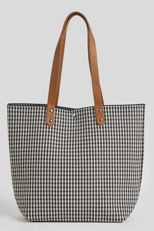Schwarz-weiße Hahnentritt-Tasche