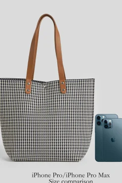 Schwarz-weiße Hahnentritt-Tasche